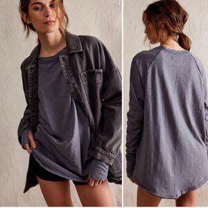NWT FREE PEOPLE We The Free Gray ARDEN Longsleeve Tee